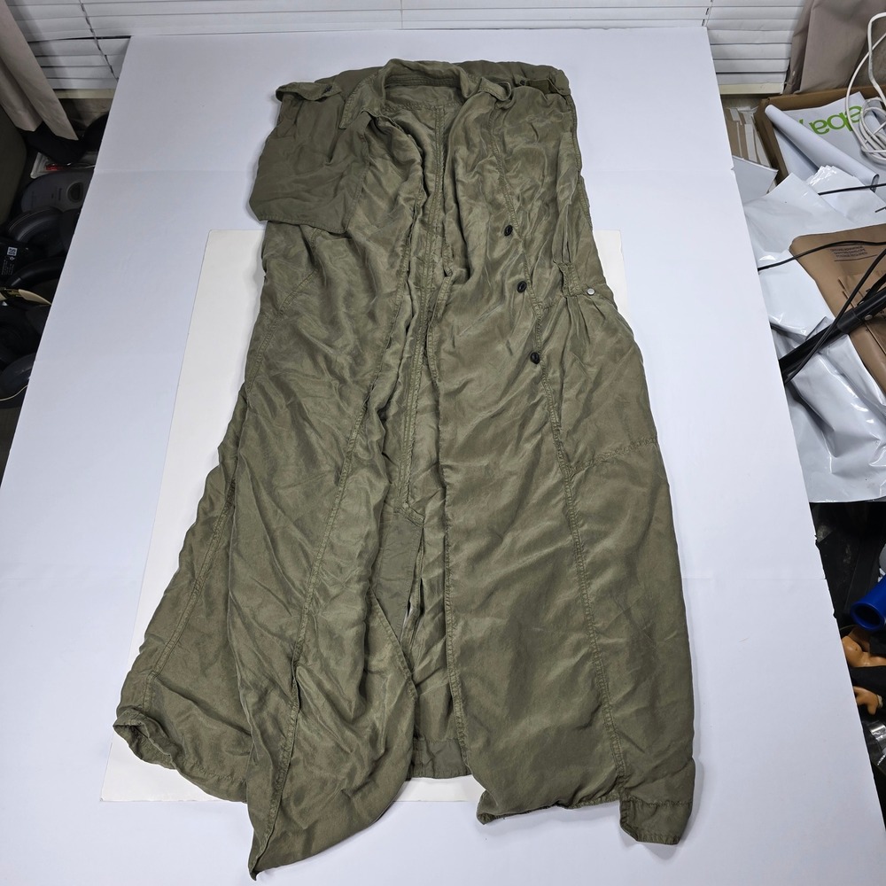 Rag & Bone Olive Green Silk Lyocell Sleeveless Long Trench Vest XS RN108879